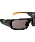 Pro Grade Safety Glasses Kit With Full Frame Lenses And Breakaway Lanyard Eight Piece Set For Extra Coverage And Superior Impact Protection ANSI Z87.1 Plus CSA Z94.3 Certified Eye Gear For Work Sites Gray Lenses, shown with gray tinted lenses and full frames.