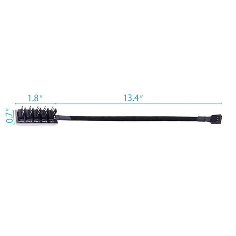 Five Way Fan Hub Splitter Cable For Desktop PCs PWM 4 Pin And 3 Pin Fans Power Extension Cord Adaptor, 13-inch length