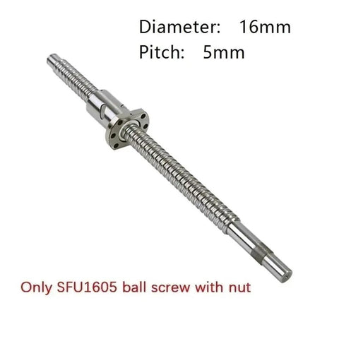 Precision Silver SFU1204 And SFU1605 Ball Screw Kit With Accompanying Nut Perfect For High Temp CNC Machines Featuring 4mm Or 5mm Pitch For Smooth Motion And Serious Accuracy In Your Shop, 16mm diameter SFU1605 ball screw.