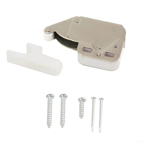 Spring Loaded Mini Tip Latch Set For Caravan Boat RV Cupboard And Cabinet Doors, Push To Close Metal Lock Catch With Nylon Roller