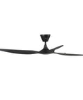 Real McCoy Sixty Inch Smart Outdoor Ceiling Fan With Remote For Indoor And Covered Patio Wet Rated Coastal Build Saltwater And Rust Resistant Matte Black Fan Side View