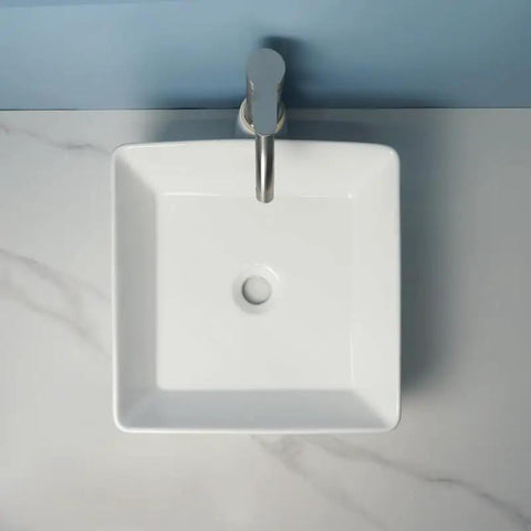 USZWBY Vessel Sinks Bathroom Vessel Sink Modern Simple Balcony Ceramic Single Basin top view on marble countertop.