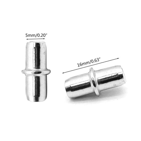 5mm by 16mm metal 50 Pcs I Shape Shelf Pegs Pins Set For Cabinets Bookshelves And Furniture Brackets Durable Nickel Plated Metal Shelf Support Pins No Tools Needed Easy Install Rust Resistant Keeps Shelves Rock Solid