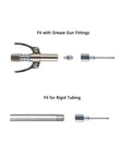 Pro Grade Grease Gun Needle Tip Kit 7 Piece Set With 5 Needle Nozzles, 1 Needle Dispenser, And 1 Rubber Nipple Adapter For Tight Spaces