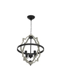 Rustic Farmhouse 4-Light Orb Pendant Chandelier in Oak Finish, Vintage Industrial Style for Kitchen Dining Living Room Entryway Foyer UL
