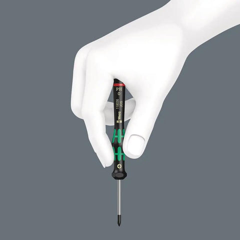 Hand holding Micro Kraftform Hex Driver For Electronics Pro Grade Three Thirty Second Inch By Sixty Millimeter Precision Black Point