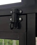 Dead Tight Automatic Sliding Door Lock Spring Bolt Latch Heavy Duty Aluminum Alloy Home Gate Window Safety Catch mounted on a black door.