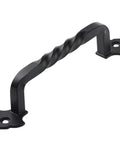 6 Inch Rustic Black Cabinet Hardware Twist Handle Pull With 128mm Hole Centers, Solid Steel Construction, Old School Wrought Iron Look For Cabinets, Single Unit