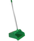 Solid As A Rock Green Upright Dustpan Pack Of 6 With 30 Inch Aluminum Handle showcases green plastic tray and serrated edge.