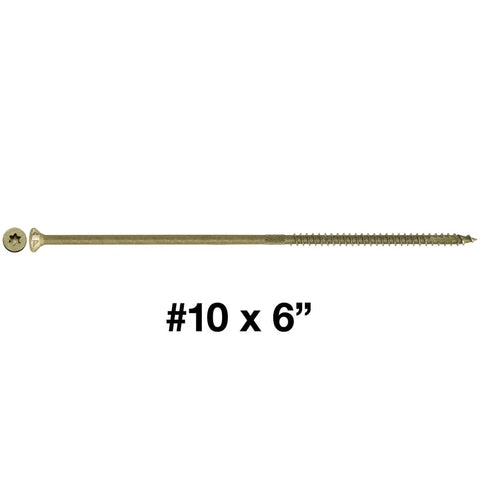 Number 10 By 6 Bronze Coated Multipurpose Wood Screws With Torx Star Drive Flat Heads Exterior Coated And ACQ Compatible