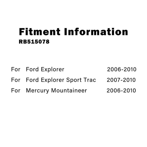 Fitment information for Beefy Front Wheel Bearing Hub Assembly 5 Lug With ABS Fits 2006 2010 Ford Explorer, Sport Trac, Mercury Mountaineer.