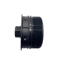 Top Tier Coolant Filter Cap Part Number A4722030086 side view, black plastic design for DD15 and DDE engine blocks.