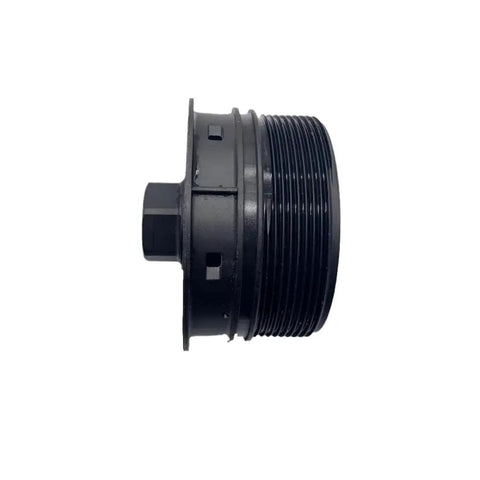 Top Tier Coolant Filter Cap Part Number A4722030086 side view, black plastic design for DD15 and DDE engine blocks.