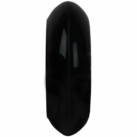 Single black wheel from Eight Pack Replacement Inline Skate Wheels 80mm 82A For Outdoor Rollerblades Fitness Skates Durable Easy Install Non OEM Part That Meets OEM Specs Great For Inline Hockey And Everyday Rides, shown from top view.