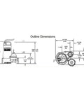 Outline dimensions diagram of Heavy Duty Submersible Sump Pump With 3/4 HP Cast Iron Build, 1 1/2 Inch NPT Port.
