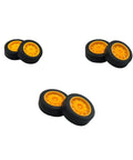 30 Piece Rubber Wheel Set With 15 Round Rod Shafts for RC cars, featuring 2x21mm, 2x23mm, and 2x27mm orange rubber wheels