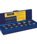 13 Piece Bolt Extractor Set With Carrying Case For Freeing Rounded Rusted Or Painted Bolts, open blue case shown