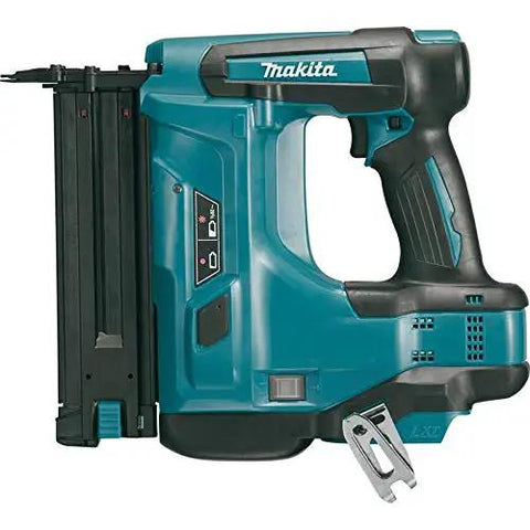 Built Different Heavy Duty 18 Volt Cordless Brad Nailer Holding 110 Nails With No Sweat Depth Adjustment And Sequential Trigger For Fast Finish Carpentry Jobs Renewed Tool Only side view showing nail holder and handle.