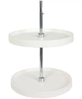 2 Tier Plastic Lazy Susan Organizer For Cabinet Full Round 20 Inch Polymer Spice Turntable White Durable Space Saving