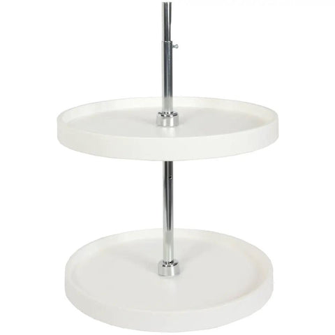 2 Tier Plastic Lazy Susan Organizer For Cabinet Full Round 20 Inch Polymer Spice Turntable White Durable Space Saving