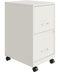 18-Inch Metal Mobile Filing Cabinet With 2 Drawers Pearl White Finish Lockable Smooth-Glide Suspension Compact Under-Desk Setup For Your Home Office Keeps Letter-Sized Hanging Files In Check On The Go