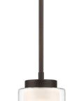 Dark Bronze Dual Glass 1 Light Mini Pendant Ceiling Light for Kitchen Island and Living Room, adjustable hanging fixture