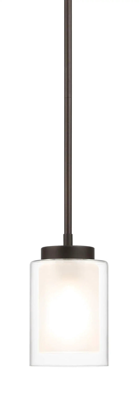 Dark Bronze Dual Glass 1 Light Mini Pendant Ceiling Light for Kitchen Island and Living Room, adjustable hanging fixture
