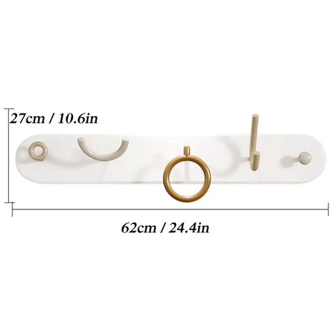 Heavy Duty Wrought Iron Wall Coat Hooks With Zero Hassle Setup For Bedroom And Entryway Modern Five Arm Rack, 62 x 27 cm.
