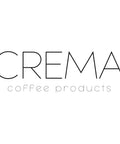 Logo of Crema Coffee Products with black typography on a white background, representing quality coffee tools.