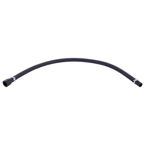 MOTOKU heater core supply hose, black rubber, side view; automotive HVAC inlet and radiator outlet hose