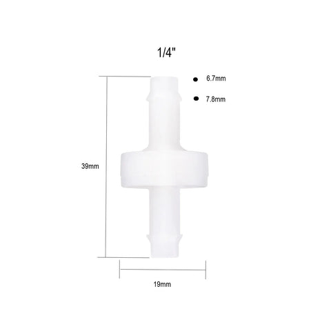 White PVDF 1/4-inch ozone check valve for spa, front view