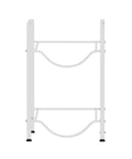 Front view of a Two Tier Water Jug Stand For 5 And 3 Gallon Bottles, Space Saving Steel Rack, Sturdy White Finish