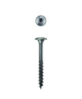 Close-up of 8 X 2 Exterior Wafer Head Wood Screw with Torx T-Star Plus, rust resistant, featuring thread serration for faster drive.