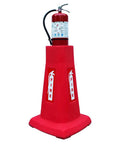 Shop Ready Heavy Duty Hdpe Fire Extinguisher Stand With Quick Glide Wheels Handles Five To Twenty Pound Cylinders Securely Plants On Concrete Or Tile Floors For Garage Warehouse And Home Super Tough Pro Safety Rack No Cylinder Included, showing a red HDPE base with a fire extinguisher.