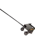 20 Inch Premium Push Spike Aerator With 3D Galvanized Steel Tines And Weight Tray For Deep Core Penetration Durable Heavy Duty Yard Lawn Care Tool For Compacted Soil Pro Grade Aeration For Thicker Healthier Lawns viewed from side