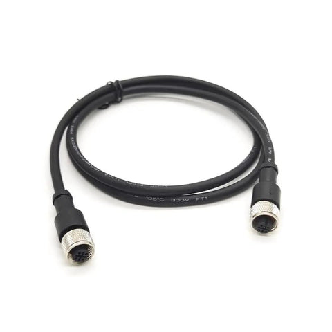 M12 A Code 5 Pin Female to Female Cable, Double Ended, 1 Meter Length for industrial automation use