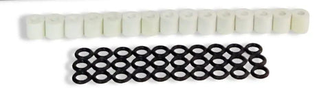 Spacers and O-rings from Pro Grade Windshield Repair Kit Essentials For Rock Chip And Crack Fix With Bridge System Resin And UV Pen Light For DIY Drill Use And Quick Clean Repairs.