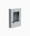DropSpot Wall Mounted Water Bottle Filling Station With Filtered Non Refrigerated Design And Touch Free Sensor In 304 Stainless Steel for public spaces, angled view