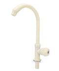 Maqulae ABS Plastic Kitchen Sink Faucet, G1/2in Single Cold Rotating in white with a curved spout and single handle.