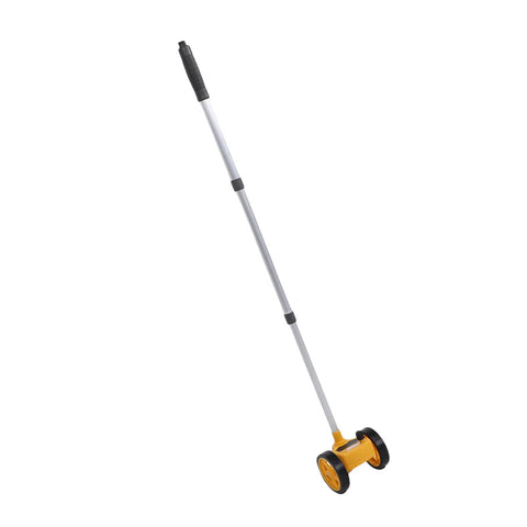 Marhynchus Dual Rolling Measuring Wheel, 4in Lightweight Design with yellow and black wheels and a long handle.