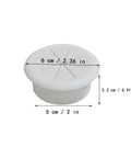 2 Pack White Flexible Desk Cable Grommets With Soft Rubber Edges For Smooth Slinging Of Wires And Zero Clutter Vibe showing 6 cm diameter.