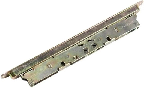 Heavy Duty Dual Point Double Hook Sliding Glass Door Mortise Lock With 3/8 Inch Recessed Plate And 12.5 Inch Hole Spacing side view of lock mechanism
