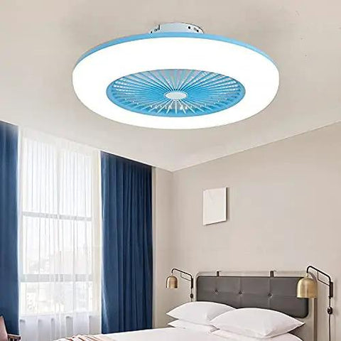 Slick Modern Ceiling Fan And Dimmable Led Light With Remote Control Boasts Three Speeds Smart Timer Dual Tone Lamp And Killer Airflow For Your Total Chill Out Comfort in a bedroom setting.