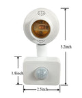 Motion Activated Light Socket With Adjustable Sensor Head And Auto On Off Control No Fuss For Indoor Use E26 E27 Compatible Light Adapter, 5.2in