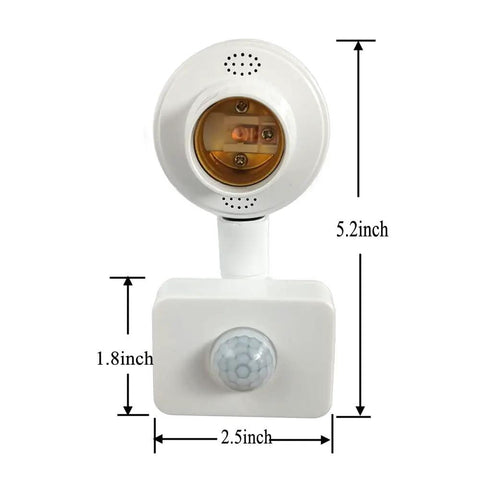 Motion Activated Light Socket With Adjustable Sensor Head And Auto On Off Control No Fuss For Indoor Use E26 E27 Compatible Light Adapter, 5.2in