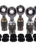 Heavy Duty 3/8 Inch 3/8 24 Rod End Kit With Heat Treated Chromoly Spherical Bearings and matching black cone spacers.