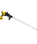 No BS Heavy Duty Battery Powered Electric Drum Pump 60 To 80 LPM with yellow handle and silver tubing for fluid transfer.