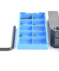 External Grooving Turning Tool Holder Kit With MGMN150-G Carbide Inserts, 100mm Shank, 16mm Diameter, Wrench, and Insert Pack