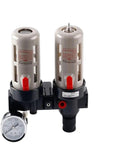 Air Compressor Oil Water Separator And FRL Regulator Combination For 1/4 3/8 1/2 Inlet Lines, blue finish, durable filter system