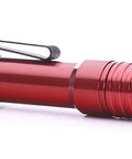 MicroStream USB 250 Lumen EDC LED Flashlight With Rechargeable Battery Red, ultra compact, side view with clip